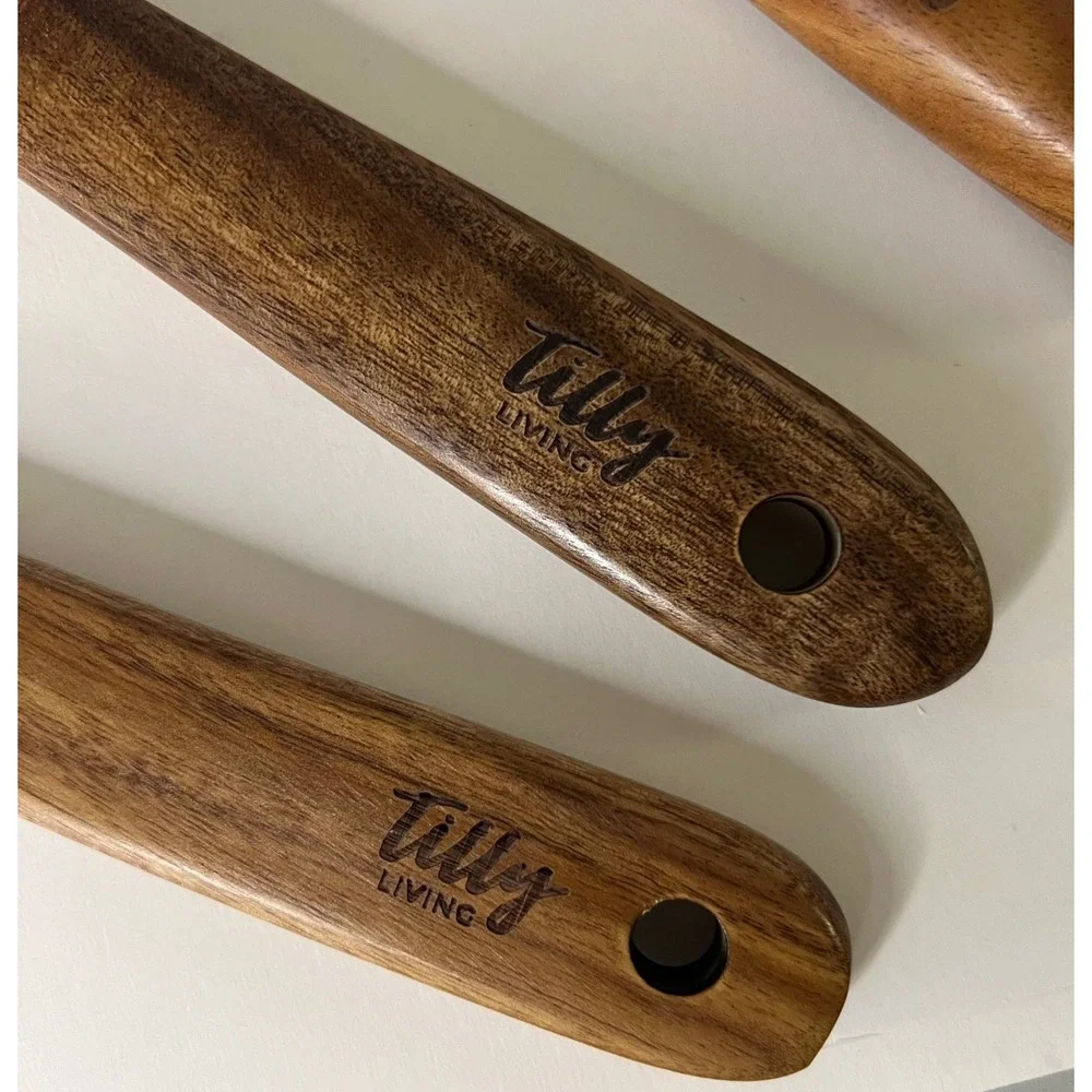 7 Piece Teak Tilly‎ Utensils Spoons Whisk NWOT